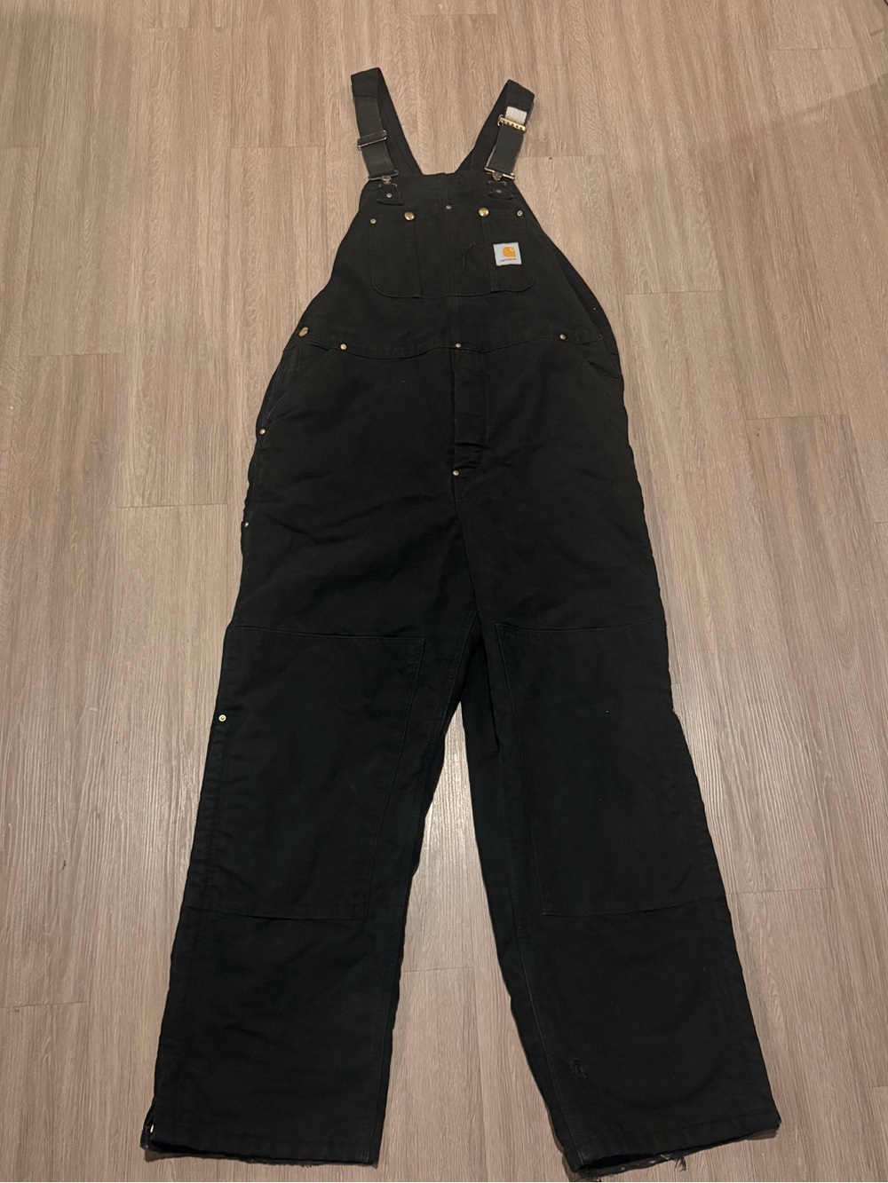 Vintage Carhartt Bib Overalls Mens 36x36 Black Double Knee Duck Canvas R01BLK